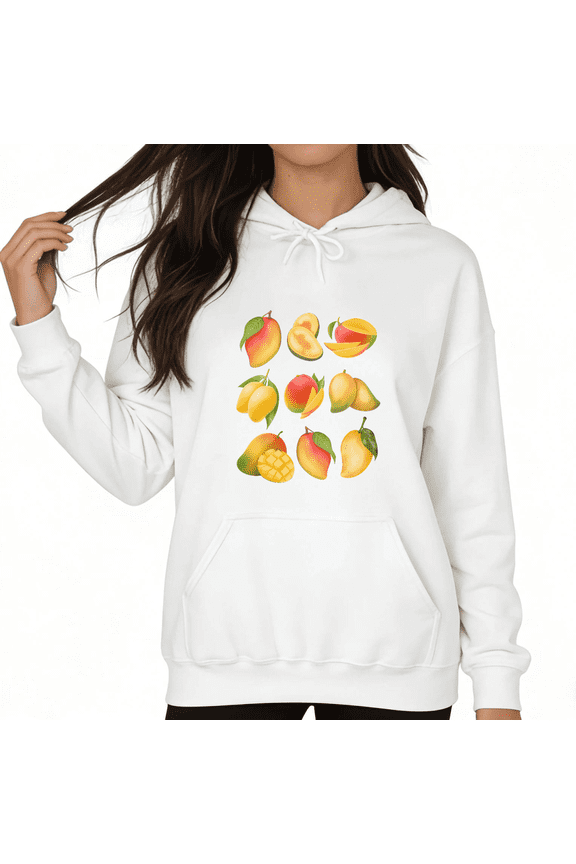 White Women Print hoodie Graphic Sweatshirt Watercolor Mango Daily Casual Relaxing Retro Inspired Tops S-2XL Tops