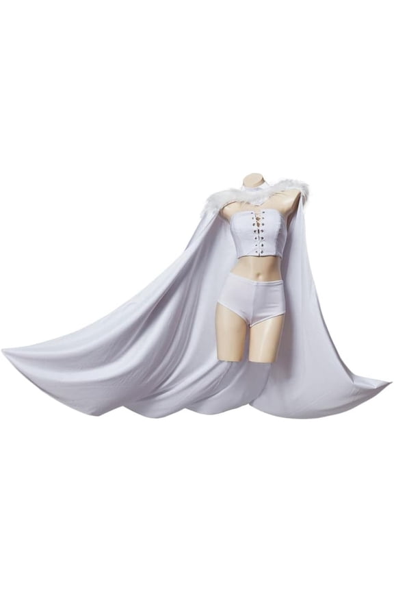 White Women Queen Outfit with Cloak