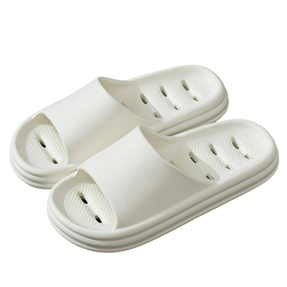 White Women'S Anti-Slip Home Slippers For Bathroom Quick-Dry And Odor-Resistant Comfortable Indoor Outdoor Sandals