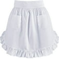 thumbnail image 1 of White Women'S Apron Cute Princess Style Ruffle Dress With Two Pockets Waitress Servant Costume White 26X17Inch, 1 of 7