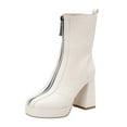 thumbnail image 1 of White Women'S Platform Boots With Front Zipper High Heel Design For Autumn Winter Fashion Comfortable, 1 of 4