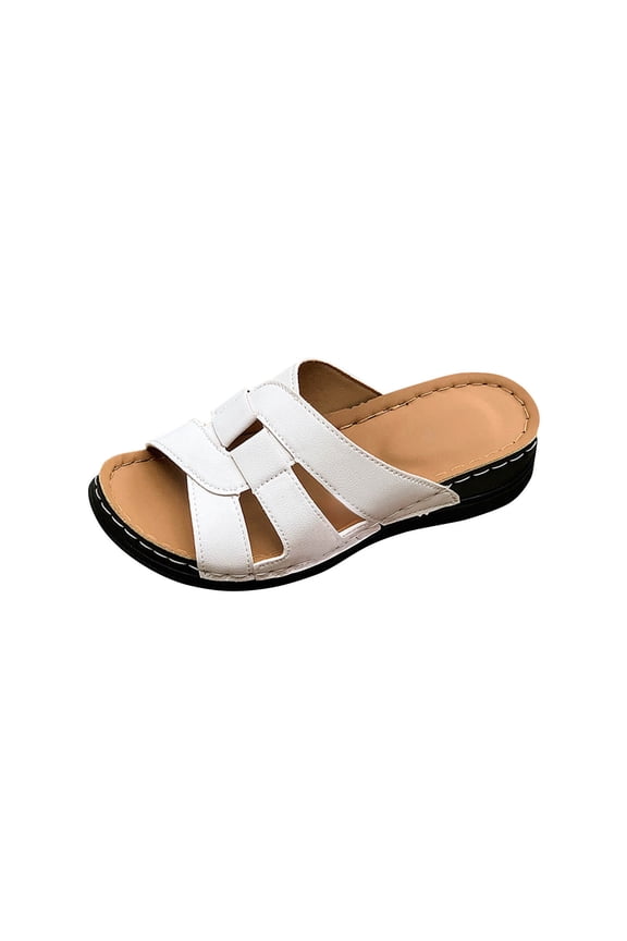 White Women'S Platform Slide Sandals Thick Sole Wedge Heel Lightweight Soft Bottom Beach Casual Comfortable Slippers Plus Size 1Pc Size 39 Weight 0.66 Lbs