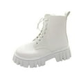 thumbnail image 1 of White Women'S Round Toe Boots With Lace-Up Design Thick Sole British Style For Autumn Winter Wear, 1 of 9