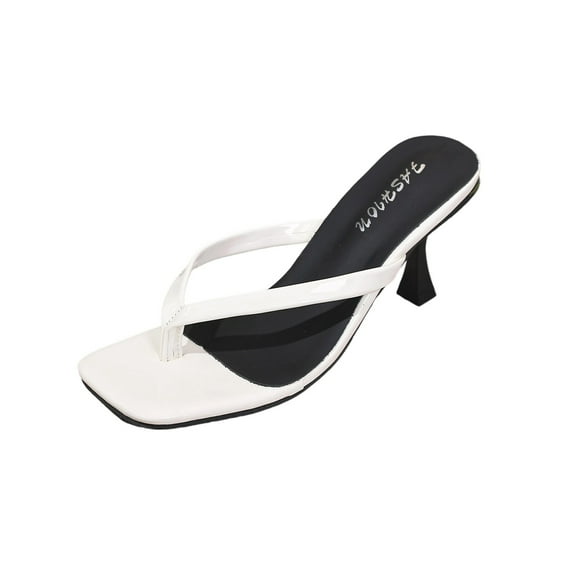 White Women Stylish Flip Flops High Heel White For Summer And Fall Outfits