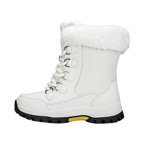 White Women Versatile Snow Boots With Plush Lining For Relaxation And Durability