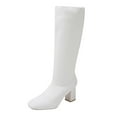 thumbnail image 1 of White Women Winter Boots With Round Toe And Thick Heel For Casual Outings, 1 of 8
