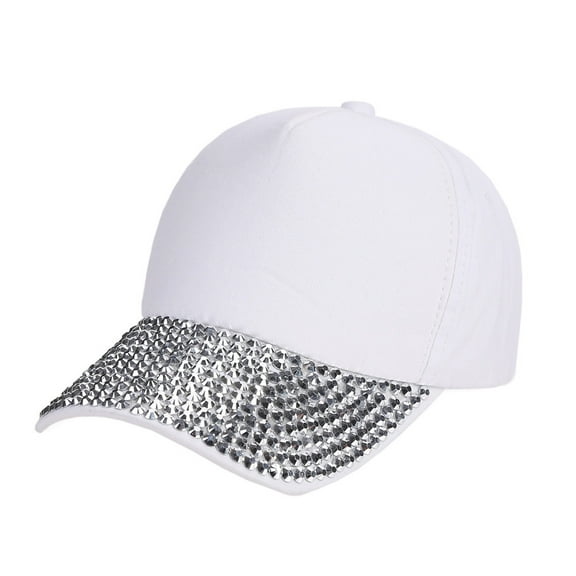 White Women's Baseball Caps, Womens New Fashion Baseball Cap Rhinestone Paw Shaped Snapback Hat ,Women's Accessories Baseball Caps