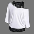 thumbnail image 1 of White Women's Long Sleeve T-shirt, Women Plus Size Lace Loose Casual Long Sleeve Tops Blouse Shirt,Women's Long sleeve T-shirt XXL, 1 of 5