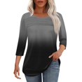 thumbnail image 1 of White Women's Long Sleeve T-shirt, Womens 3/4 Length Sleeve Tops Casual Summer Pleated Front T Shirts Round Neck Business Work Tunic Blouses,Women's Long sleeve T-shirt XXL, 1 of 5