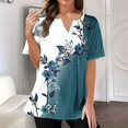 thumbnail image 1 of White Women's Short Sleeve T-shirt, Women'S Fashion Casual Floral Print Button Down Short Sleeve Top T Shirt,Women's Short sleeve T-shirt L, 1 of 5