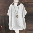 thumbnail image 1 of White Women's Short Sleeve T-shirt, Women'S Summer Short Sleeve Solid Casual Loose Linen Top,Women's Short sleeve T-shirt 5XL, 1 of 9