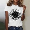 thumbnail image 1 of White Women's Short Sleeve T-shirt, Women'S Sunflowers Short Sleeve T Shirts Vintage Cute Graphic Crew Neck Summer Casual Tops,Women's Short sleeve T-shirt XL, 1 of 4