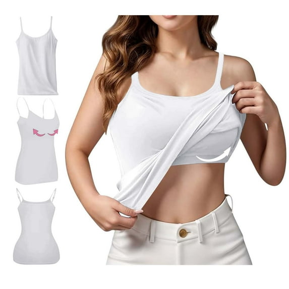 White Women's Tanks, Women'S Summer Tops 2024 Tank Top Yoga Gym Sleeveless Camisole Sexy Plus Size Underwear With Chest Pad S 6Xl,Women's Tanks & Camis 5XL