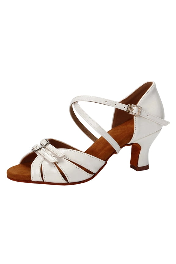 White Womens Adult Latin Dance Mid Heel Soft Sole Spring Summer Trendy Textured Comfortable Dance Performance Shoes Heel Height 55Cm 217Cm Size 36 Eu 36 Uk 35 Us 5.5 Foot Length 23Cm 9.06I
