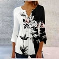 thumbnail image 1 of White Womens Blouses Summer Tops for Women 2025 Trendy Boho Floral Print Tunic Shirts 7 Sleeve V Neck Tshirt Casual Loose Blouse Ladies Tops and Blouses, 1 of 5