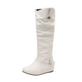 thumbnail image 1 of White Womens Boots With Inner Height Increase Belt Buckle And Round Toe Mid Calf For Chic And Comfortable Winter Wear, 1 of 9