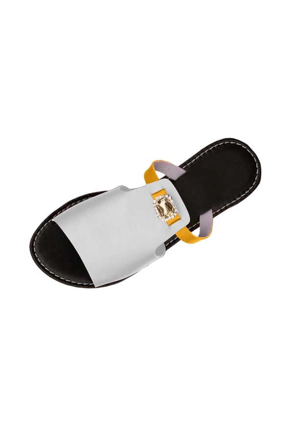 White Womens Comfortable Flat Open Toe Sandals Slip-On Casual Beach Plus Size Spring Summer