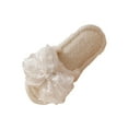 thumbnail image 1 of White Womens Fuzzy Plush Slippers Bowknot Decor Slip On Warm Fleece Lined Soft Indoor Outdoor Home Casual Winter Comfortable Cozy Slippers Size 40, 1 of 6