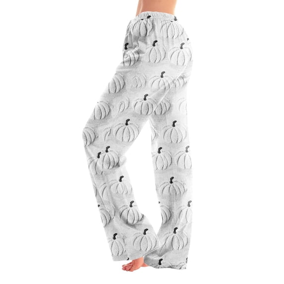 White Womens Halloween Pants Spooky Season, Cozy, Fleece, Cute, Warm, Loose, Fall Pajama Pants, Sleepwear, Pjs Pants, High Waisted, Comfy, Winter Clothes L