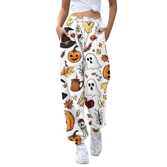 White Womens Jogger Pajamas Pants Comfy Pjs Sleep Bottoms Soft Pajama Pants Cute Trousers Loose Palazzo 4XL