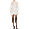 thumbnail image 1 of White Womens Lace Mini Dress Long Sleeve High Neck See-Through Cocktail Party Dress, 1 of 6