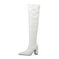 thumbnail image 1 of White Womens Long Boots With Pointed Toe And Side Zipper For Winter Fashion And High Heel Comfort, 1 of 6