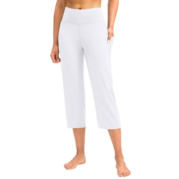 White Womens Pants Capri Pants For Yoga Capris With Pockets Plus Size Capri Leggings Straight Leg Crop Yoga Pant Casual Pants Women