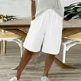 thumbnail image 1 of White Womens Pants Shorts For Women Knee Length High Waisted Drawstring Casual Summer Pants 2025 Wide Leg, 1 of 4