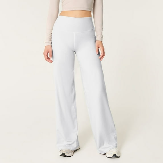 White Womens Pants Wide Leg Yoga Pants For Tummy High Waisted Stretch Workout Pants Loose Fit Athletic Flare Sweatpants Casual Pants Women