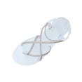 thumbnail image 1 of White Womens Sandals Flat Soft Sole Rhinestone Casual Outerwear Versatile Plus Size Round Toe Open Toe Thong Comfortable Elastic Back Lightweight Flexible Footwear Pu Material Shoe Box Not, 1 of 8
