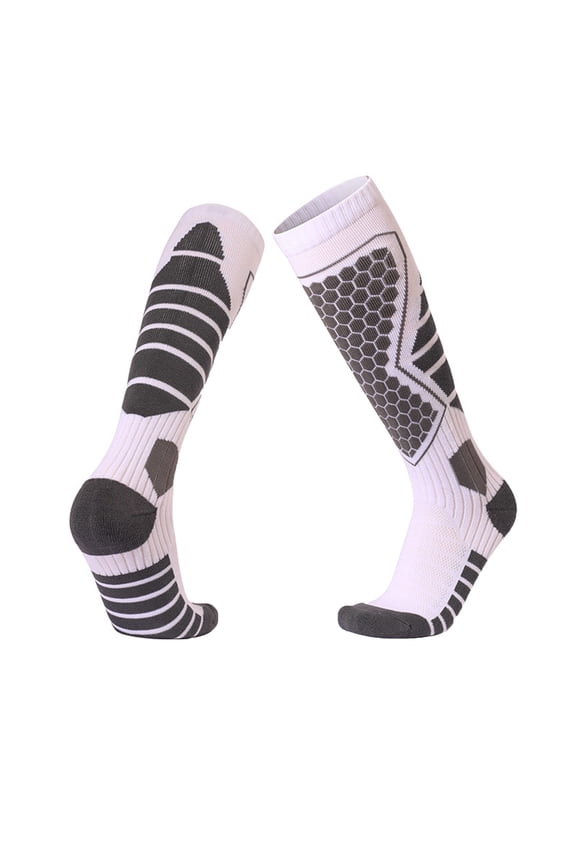 White Womens Ski Socks For Winter Outdoor Sports Thermal Cushioned Wool Blend Moisture Wicking Odor Resistant And Mid Calf Length