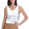 thumbnail image 1 of White Womens Summer Tops V Neck Large Size Suspender Vest In Summer Versatile Temperament Sleeveless Top Tank Tops for women, 1 of 4