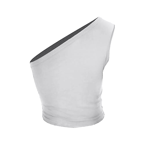 White Womens Summer Tops Women's Sleeveless One Shoulder Top Sexy Crop Top Fashionable T Shirt Sports Bra Tank Tops for women
