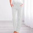 thumbnail image 1 of White Womens Sweatpants Womens Casual Cotton Linen Pants Lightweight Summer Relax Fit Elastic Waist Plus Size Solid Long Trousers Casual Pants Women, 1 of 6