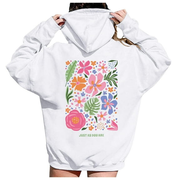White Womens Sweatshirt Letter Graphic Print Hoodies for Women New York Oversized Long Sleeve Casual Drawstring Fall Pullover Sweatshirt Tops Fall Clothes for Women