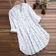 thumbnail image 1 of White Womens Tops Print TShirt Tops Womens Long Pleated Casual Blouse Floral Sleeve Women's Blouse Shirts for Women, 1 of 2