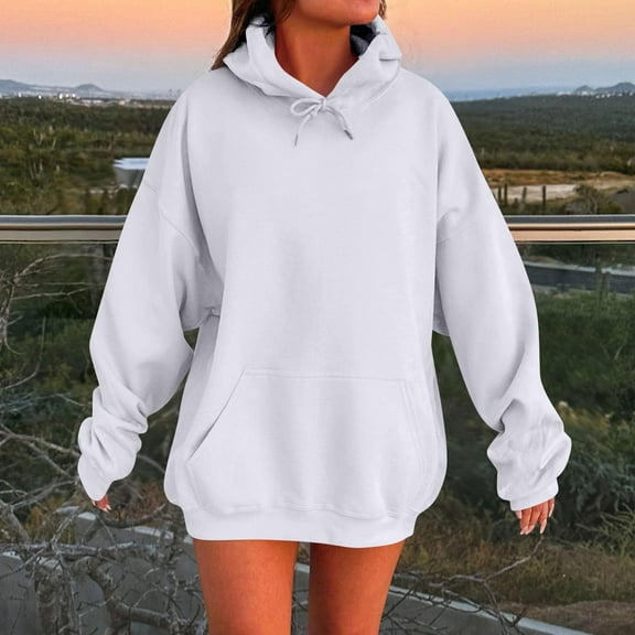 White Womens Tops Womens Oversized Winter Cotton Sweatshirts Pullover 2024 Fashion Tops Trendy Outfits Fall Outfits for Women 2025