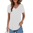 thumbnail image 1 of White Womens Tops Womens T Shirts V Neck Summer Short/Long Sleeve Cotton Tops Tees Shirts for Women, 1 of 4