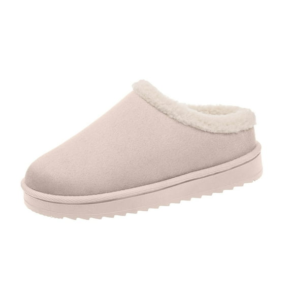 White Womens Warm Fleece Lined House Shoes With Soft Rubber Sole For All Day Comfort Non-Slip Indoor Outdoor Slip-On