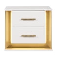 thumbnail image 1 of White Wood 2 Nightstand - Modern Bedroom Cabinet With Led Contemporary 2 Drawers & Lights, 1 of 2