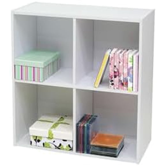 White Wood 4 Cube Organizer Storage Bookcase$$Home Decor, Kitchen, & Other