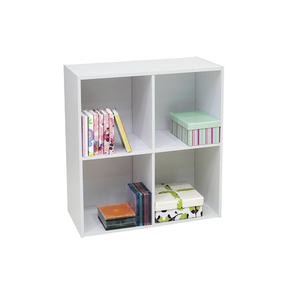 White Wood 4 Cube Organizer Storage Unit Bookcase Organizer