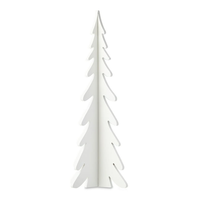 White Wood Christmas Tree Decor, 22 in, by Holiday Time