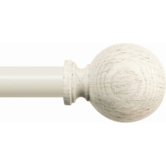 White Wood Curtain Rods for Windows: 1" Farmhouse Boho Rrustic Wooden Curtain Rod Living Room Bedroom,Decorative Adjustable Antique White Drapery Rods Faux Wood Grain Vintage Distressed,66-120"