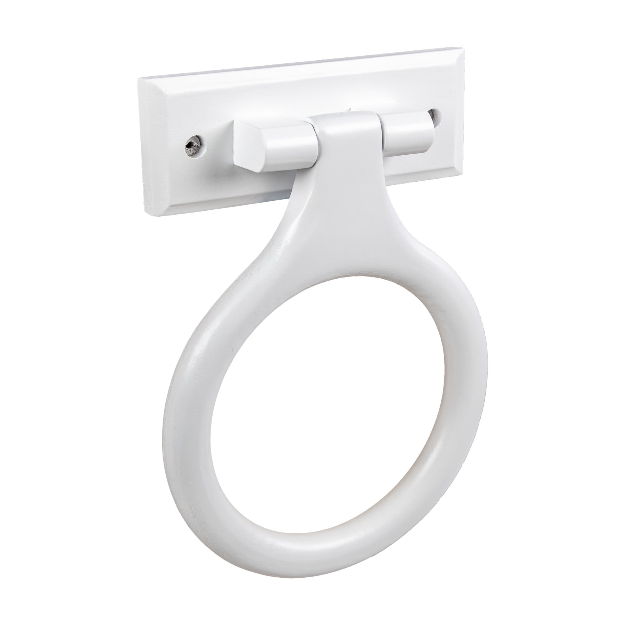 White Wood Dalton Towel Ring, Bathroom and Kitchen Wall Mount