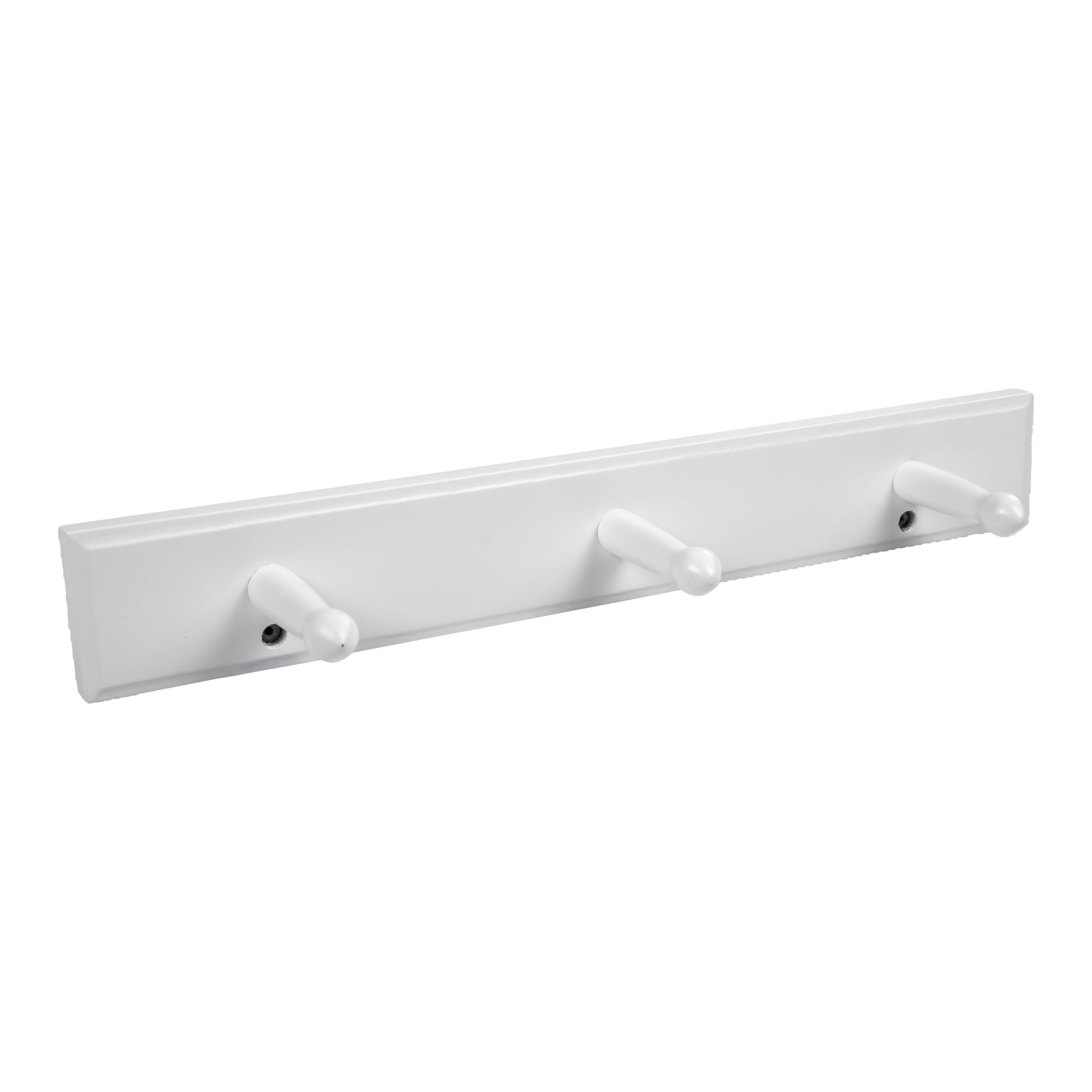 White Wood Dalton Triple Robe Hook, Bathroom, Closet, and Entryway Wall Mount