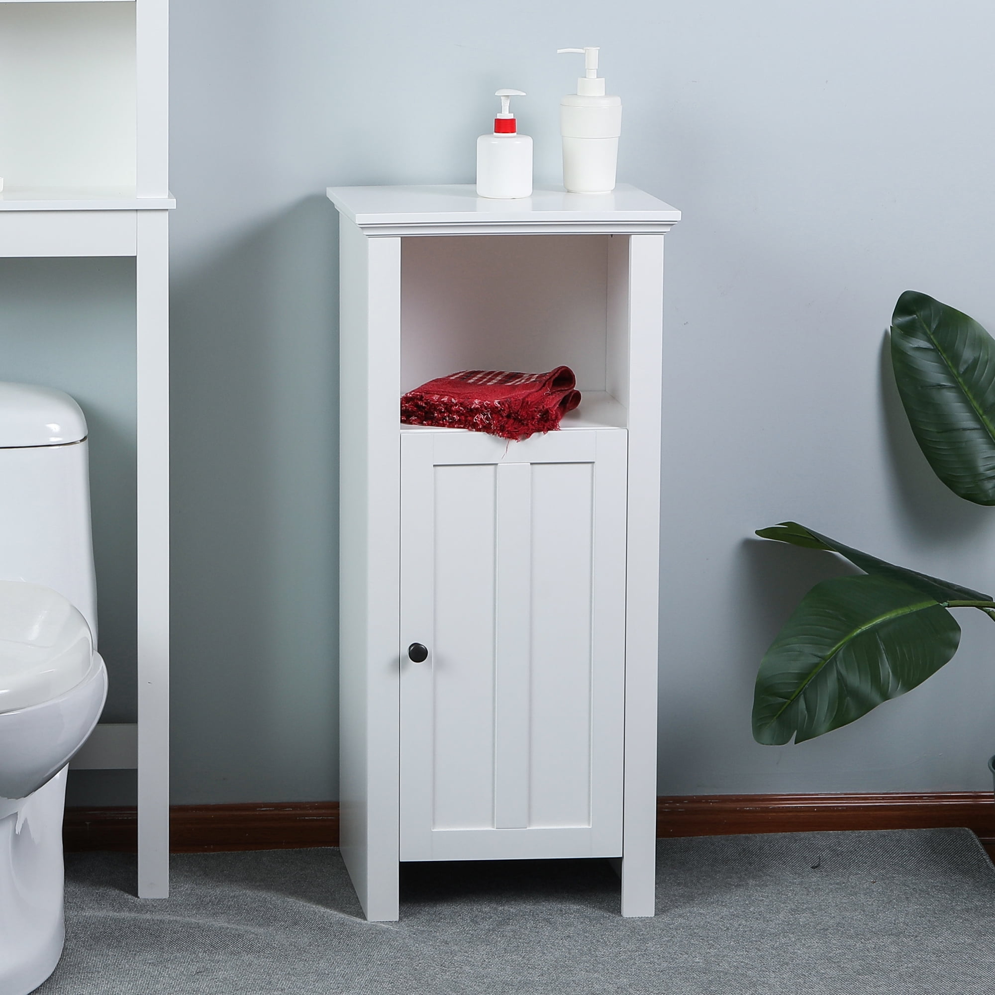 White Wood Floor Bathroom Cabinet - Walmart.com