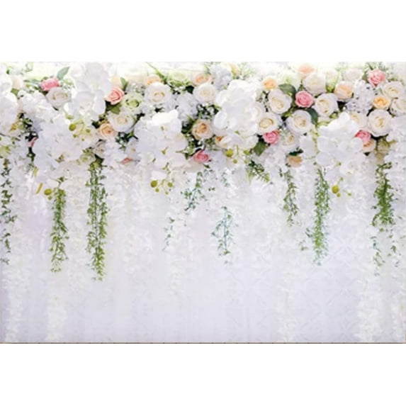 White Wood Flower Wall Backdrop Rustic Retro Spring Flowers Background Bridal Wedding Baby Shower Birthday Party Studio Props