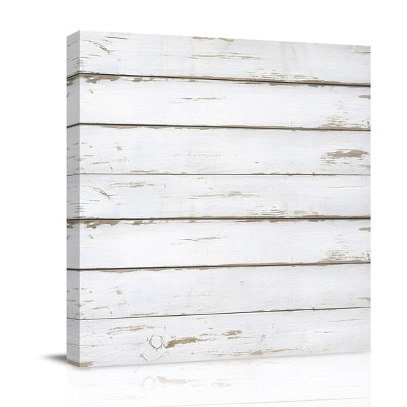 White Wood Grain Canvas Wall Art for Living Room, Farmhouse Countryside Mottled Wooden Board Poster Print Painting for Bedroom Office Home Decoration Wall Pictures Prepare To Hang 8"x8"