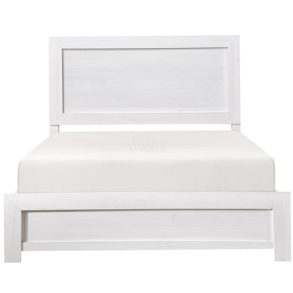 White Wood Grain Queen Platform Bed with Headboard, Modern All-in-One Box Design, No Assembly Hassle, Underbed Storage